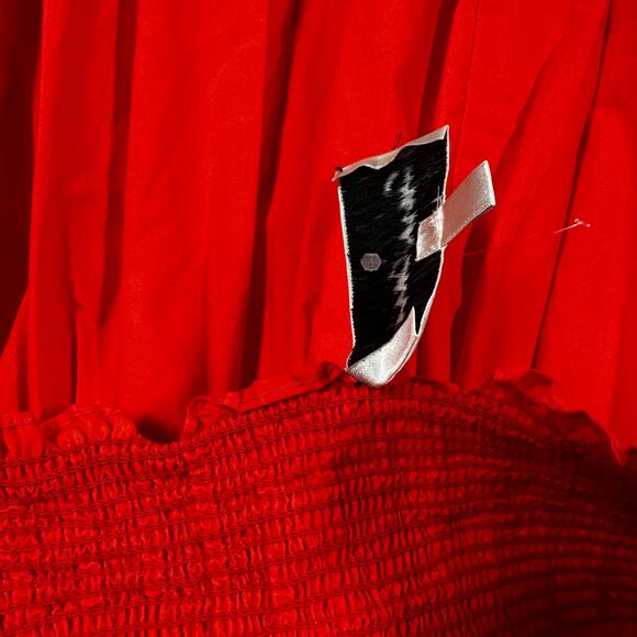 Cara Cara Smocked Midi Dress Red Women's Size Medium 100% Cotton NWOT FLAW - Picture 4 of 9